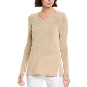J. McLaughlin Beige V-Neck Sweater